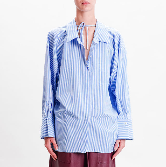 Vicolo-Camicia over a righe - azzurro/bianco