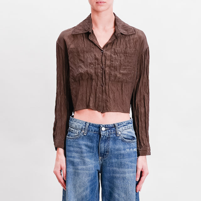 Vicolo-Camicia crop in tessuto goffrato - caffe'