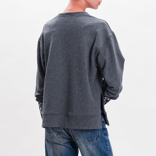 Vicolo-Lace Sweatshirt - Grey/Black