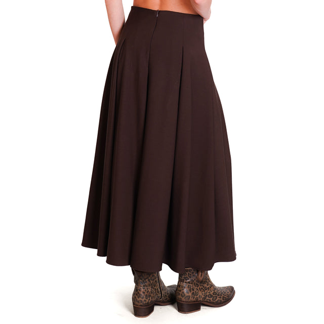 Vicolo-Pleated skirt with zip at the back - dark brown