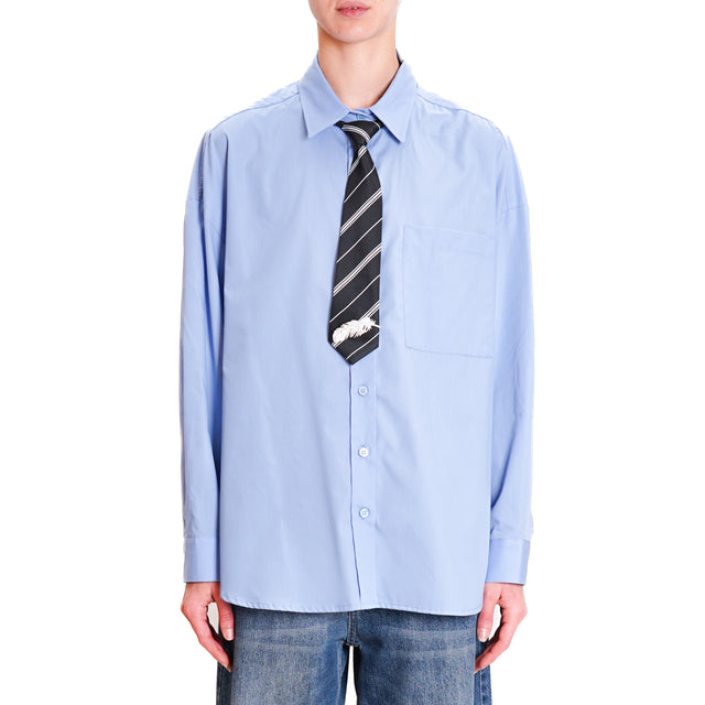 Vicolo-Shirt with tie pin detail - light blue