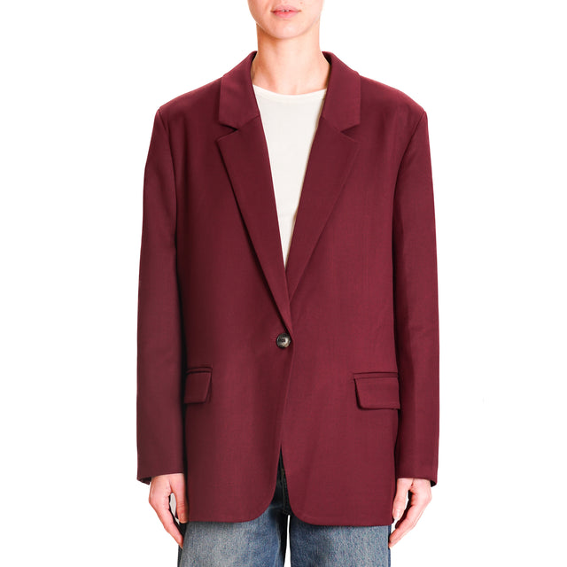 Vicolo-1 Button Over Jacket - Wine