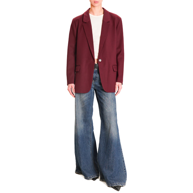 Vicolo-1 Button Over Jacket - Wine