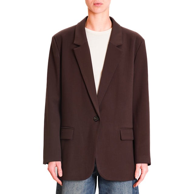 Vicolo-1 button over jacket - dark brown