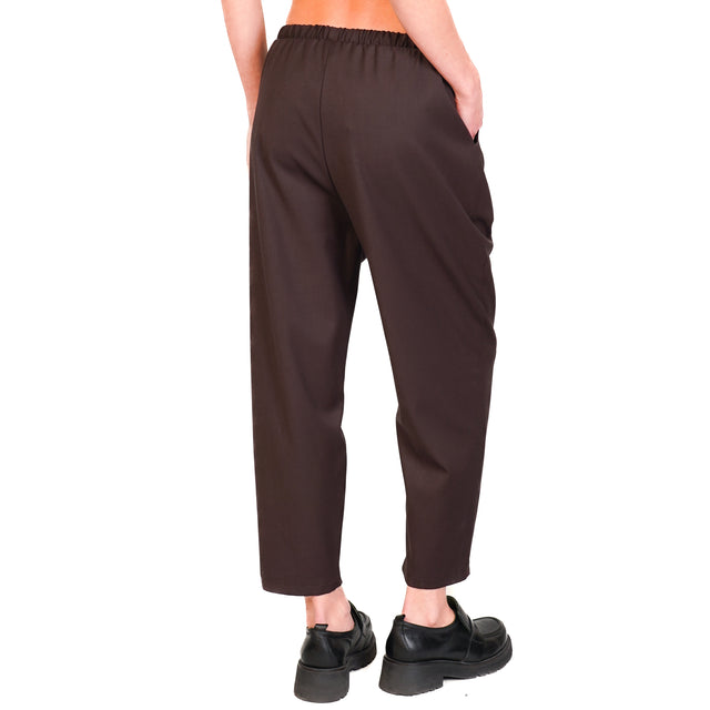 Vicolo-Pantalone elastico in vita con coulisse - moro