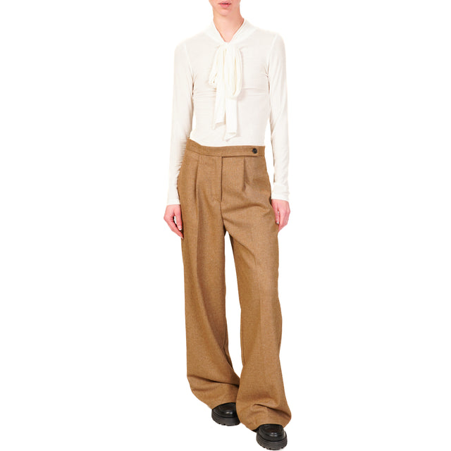 Vicolo-Pantalone in flanella con pinces - camel