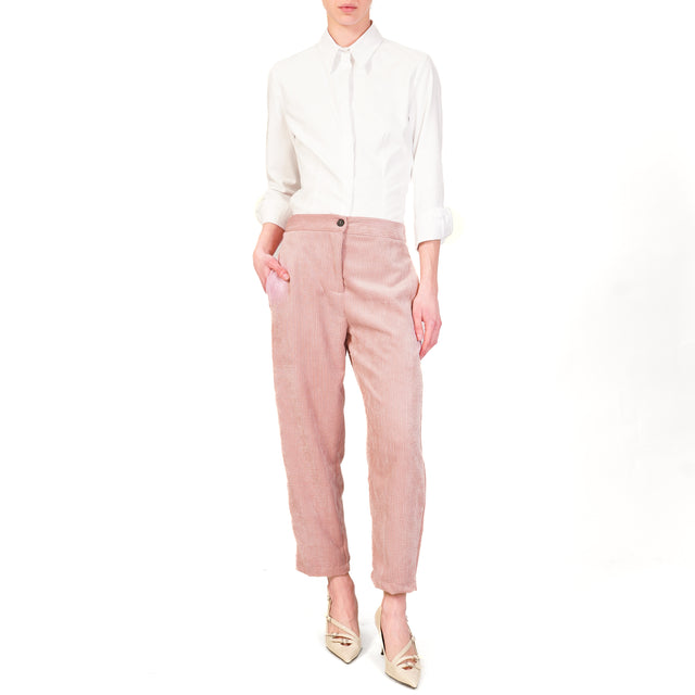 Vicolo-Pantalone velluto 500 righe elastico dietro - rosa