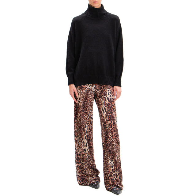 Vicolo-Spotted Jersey Pants - Sand/Black/Dark Brown