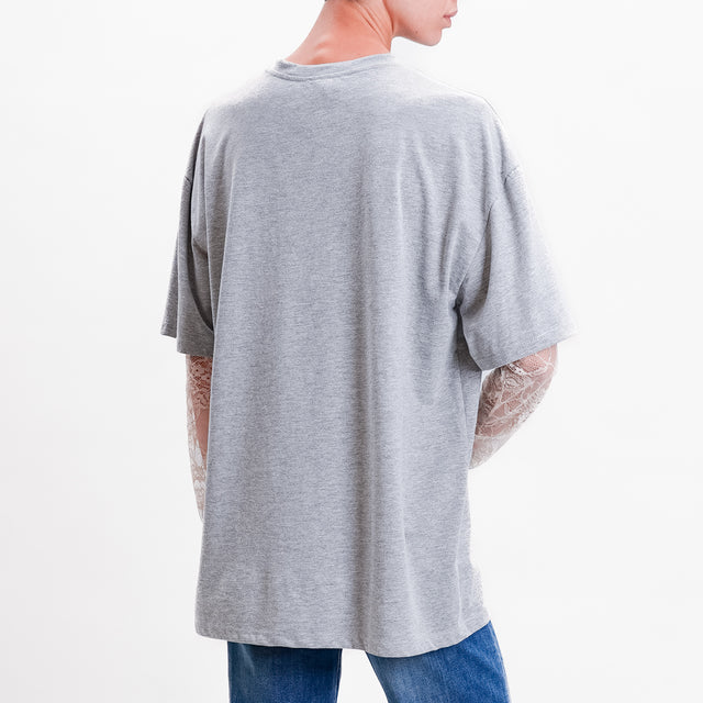 Vicolo-T-shirt over manica in pizzo - grigio/sand