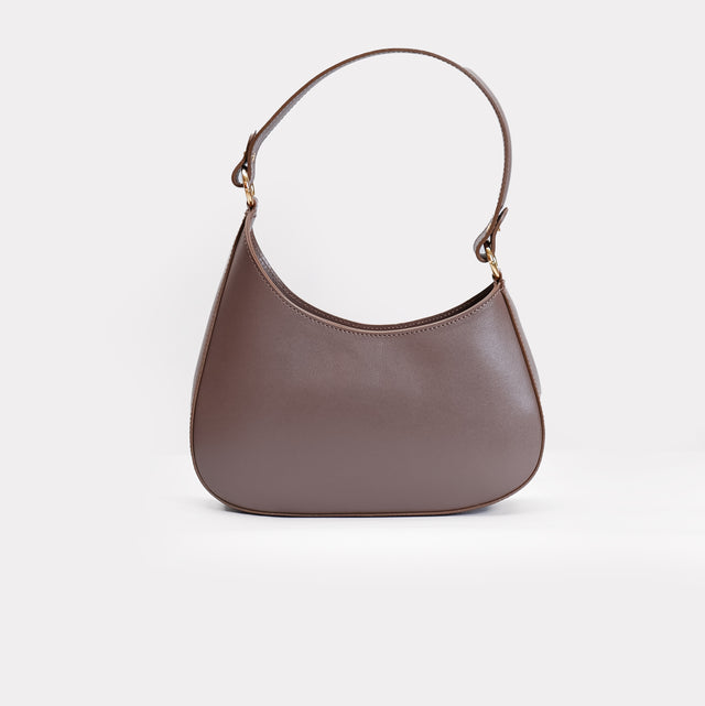 W by Whitemood-Asymmetrical crescent shoulder bag - taupe