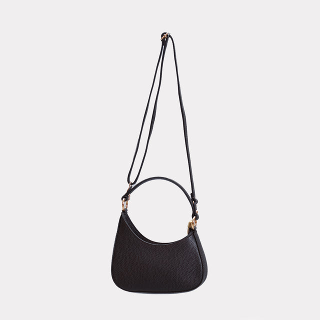 W by Whitemood-Asymmetrical crescent mini shoulder bag - black