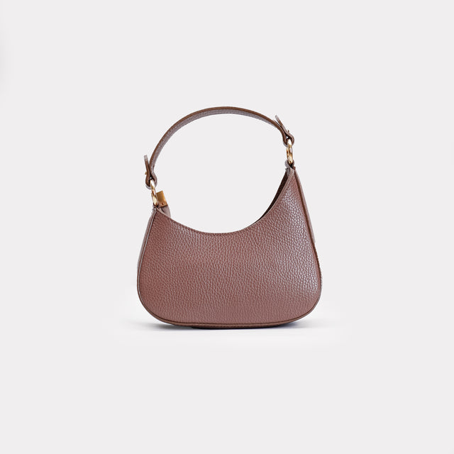 W by Whitemood-Asymmetrical crescent mini shoulder bag - hazelnut