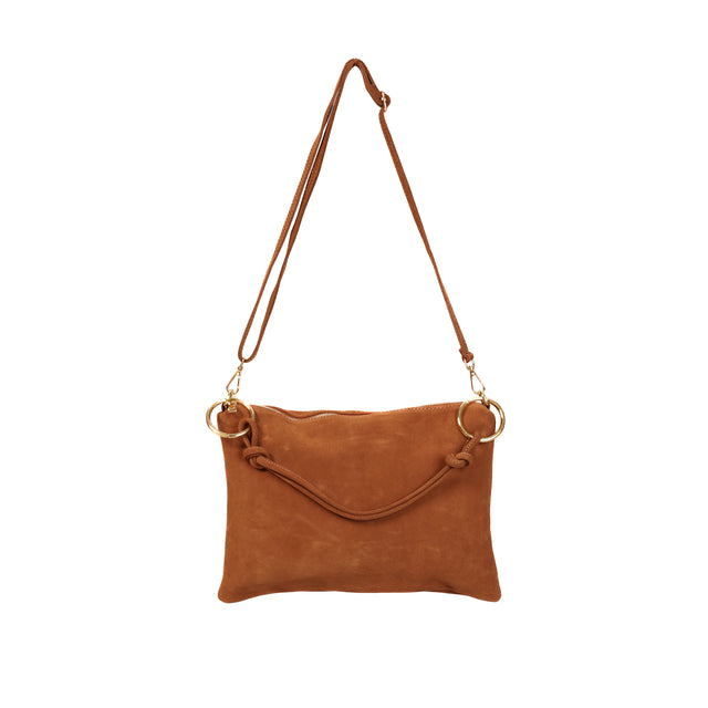 W by Whitemood-Borsa a spalla in pelle scamosciato - camel