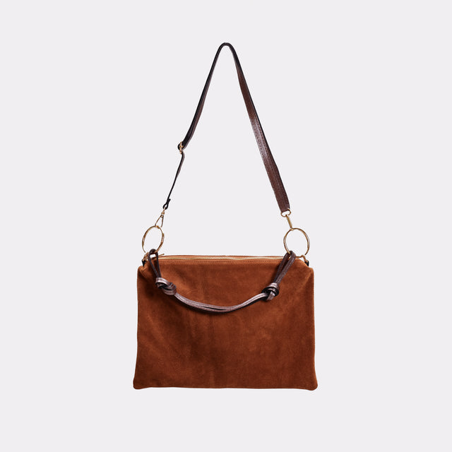 W by Whitemood-Suede Leather Shoulder Bag - Tan