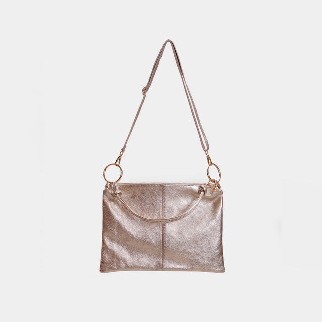 W by Whitemood-Laminated leather shoulder bag - bronze