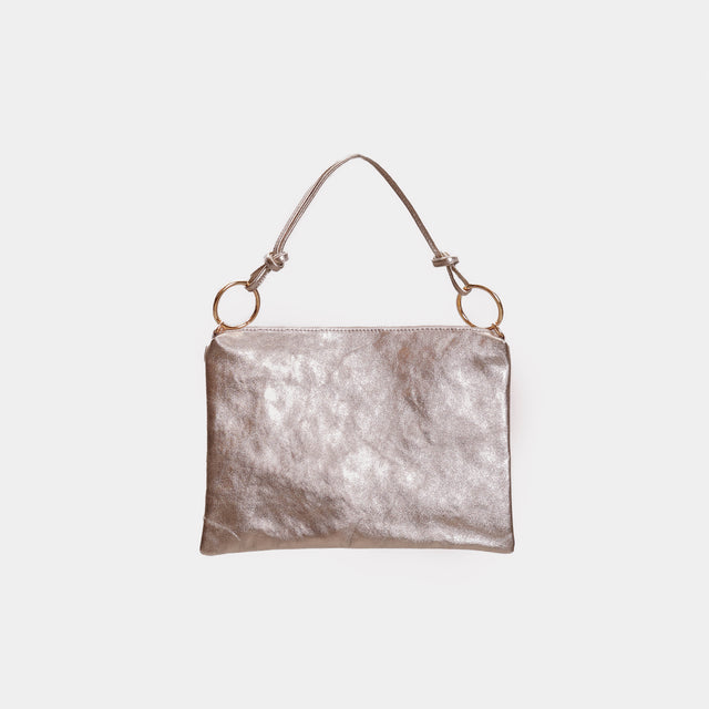 W by Whitemood-Laminated leather shoulder bag - bronze