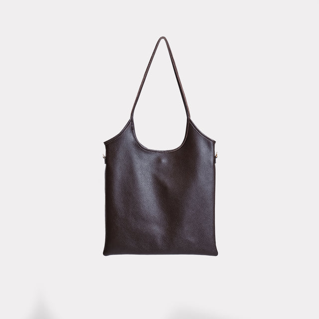 W by Whitemood-Leather shopper bag - coffee