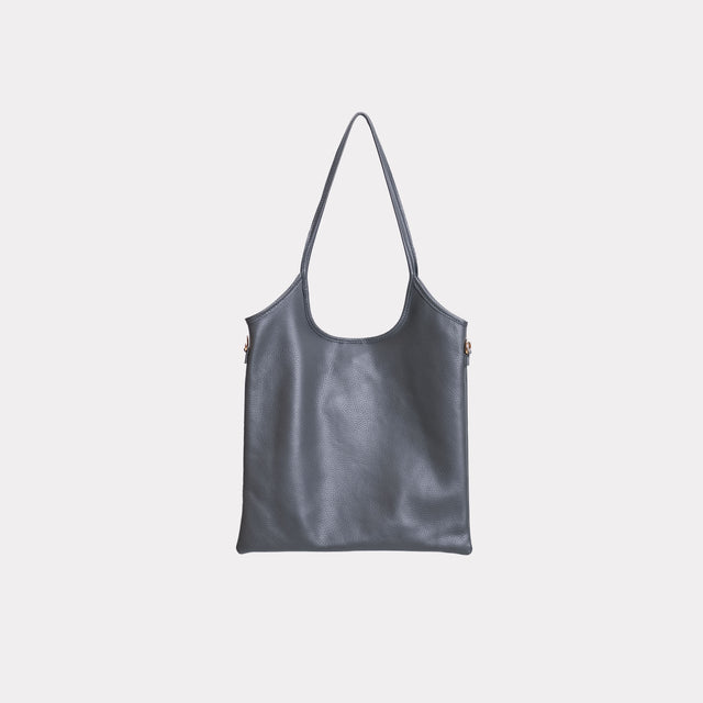 W by Whitemood-Leather shopper bag - grey