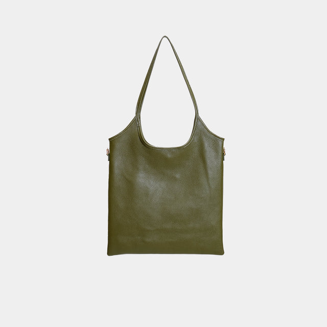 W by Whitemood-Leather shopper bag - military