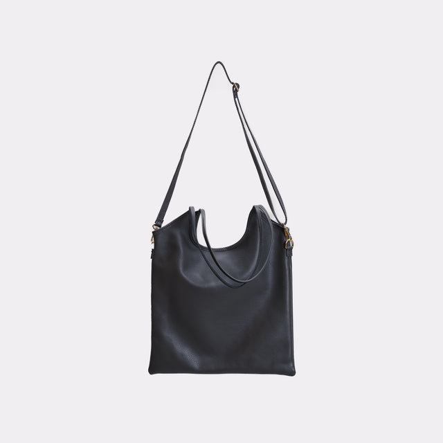 W by Whitemood-Leather shopper bag - black