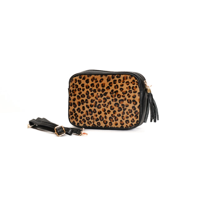 W by Whitemood-Borsa nappine cavallino - leopardato beige/nero