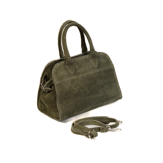 W by white mood-Mini hand bag genuine suede leather - military