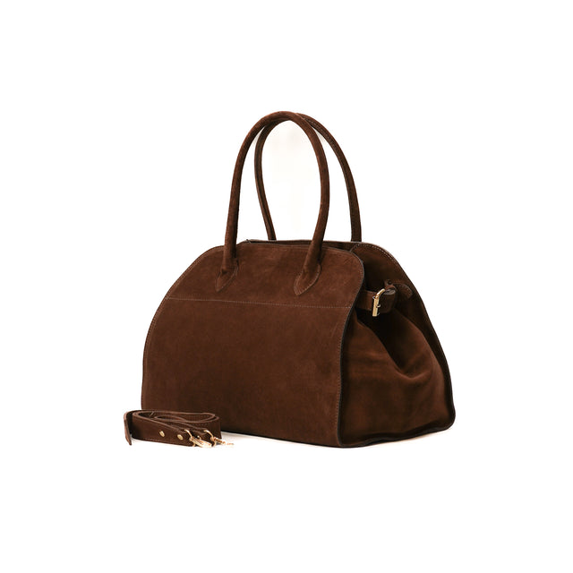 W by Whitemood-Maxi bag genuine leather scamosciata - caffe'