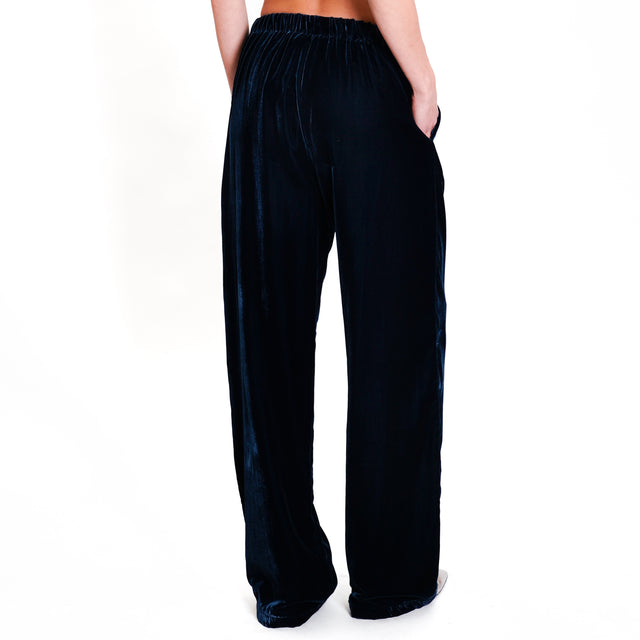 Wu'side-Pantalone velluto con coulisse - blu