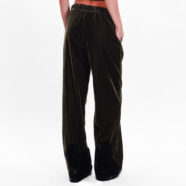 Wu'side-Pantalone velluto con coulisse - moro