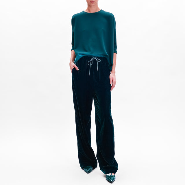 Wu'side-Pantalone velluto con coulisse - VERDE