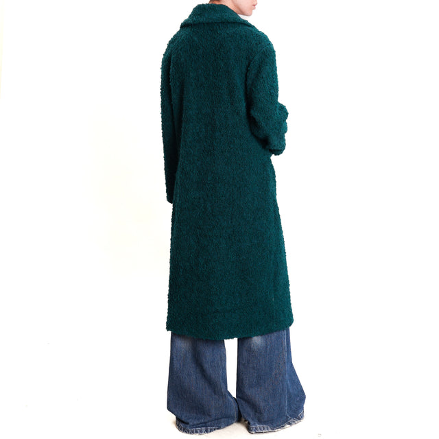 Wu'side-Bouclé coat with jewel buttons - GREEN