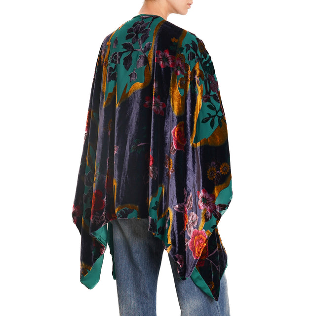 Wu'side-Devoré Velvet Cape - Green/Purple