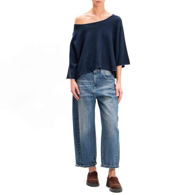 Zeroassoluto-Wide Sleeve Crop Top - Blue