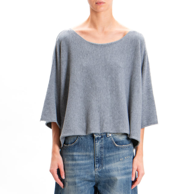 Zeroassoluto-Maglia crop manica ampia - grigio medio melange