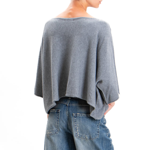 Zeroassoluto-Maglia crop manica ampia - grigio medio melange