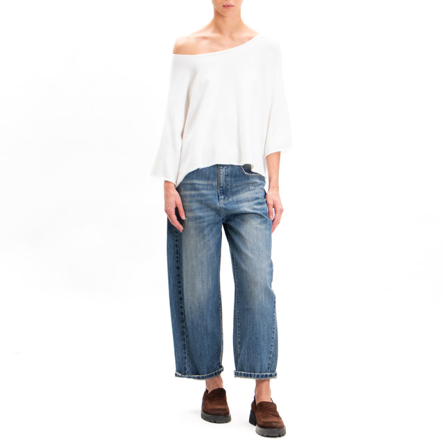 Zeroassoluto-Maglia crop manica ampia - off white