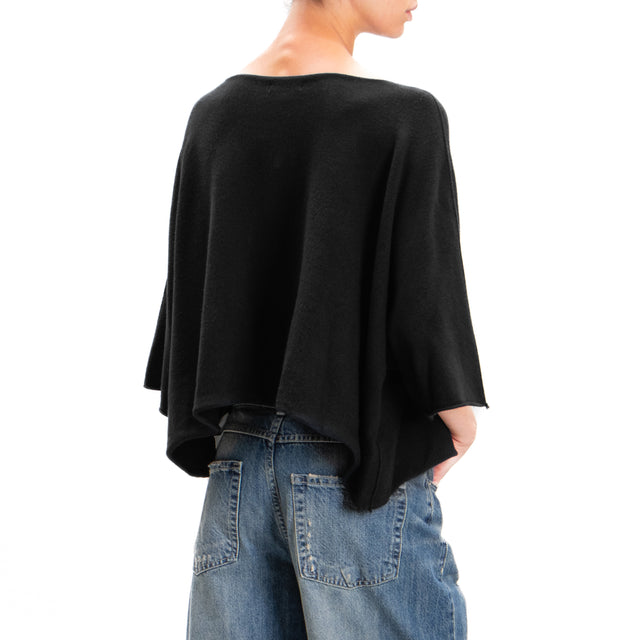 Zeroassoluto-Maglia crop manica ampia - nero