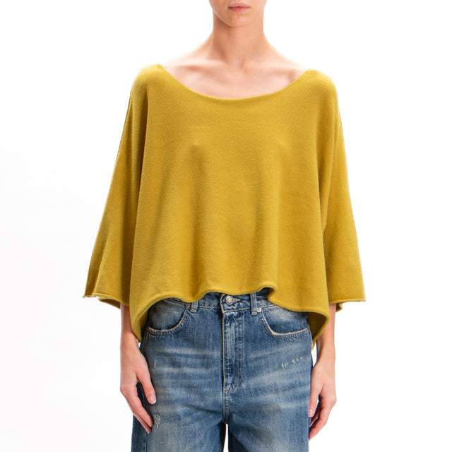 Zeroassoluto-Wide Sleeve Crop Top - Oil