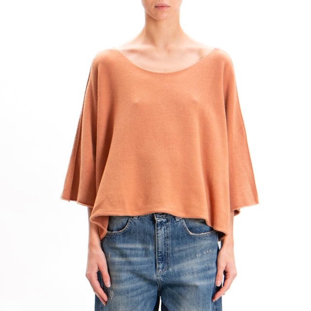 Zeroassoluto-Wide Sleeve Crop Top - Cinnamon