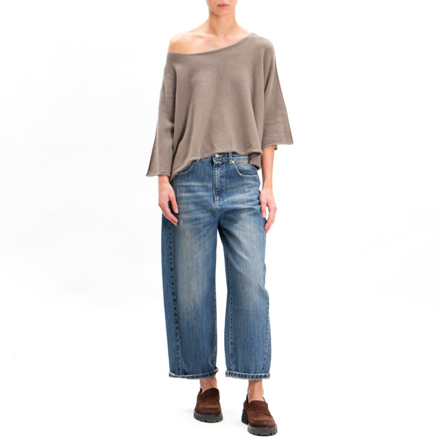 Zeroassoluto-Maglia crop manica ampia - taupe