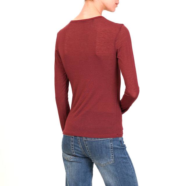 Zeroassoluto-T-shirt sottile misto cashmere - vino