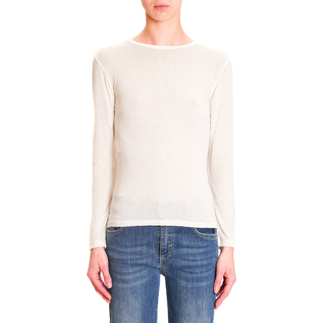 Zeroassoluto-Thin Cashmere Blend T-Shirt - Milk