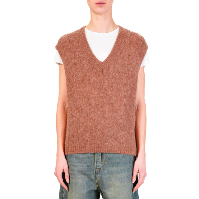 Zeroassoluto-Gilet a v alpaca - blush