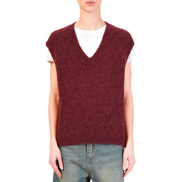 Zeroassoluto-Gilet a v alpaca - vino