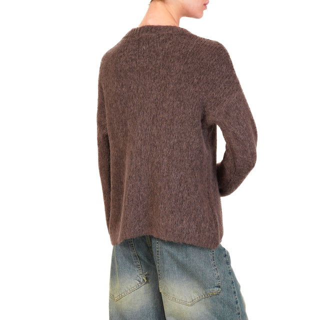 Zeroassoluto-Maglia girocollo alpaca - moro