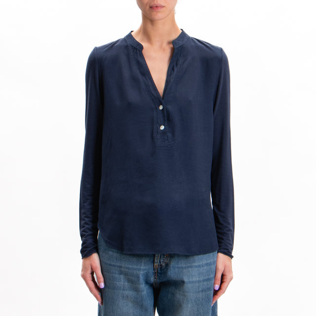 Zeroassoluto-Double fabric chester shirt - blue