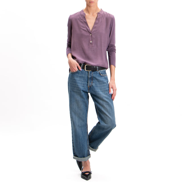 Zeroassoluto-Double fabric chester shirt - mauve