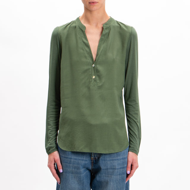 Zeroassoluto-Double fabric chester shirt - military