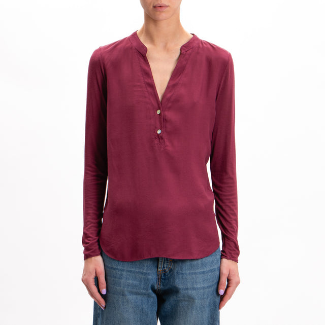 Zeroassoluto-Double fabric chester shirt - wine