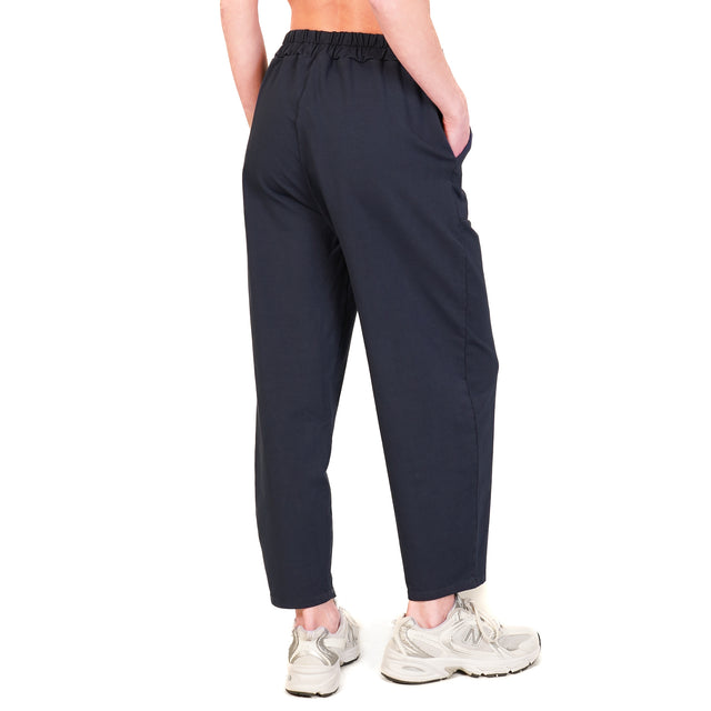 Zeroassoluto-Pantalone mom fit felpa light elastico in vita - blu